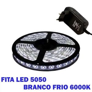 Fita Led 12v 3528 300 Leds Branco Frio + Fonte