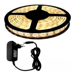 Fita Led 5050 5 Metros C/silicone Ip65 Quente 3000k +1 Fonte