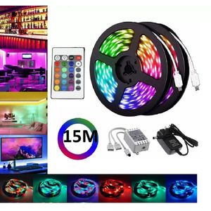 Fita De Led Rgb 5050 15 Metros Para Decoração Com Fonte 5amp