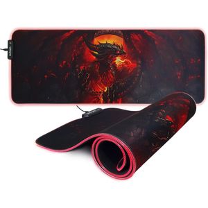 Mouse Pad Speed LED RGB 80x30cm Borda Costurada Antiderrapante Dragão Exbom