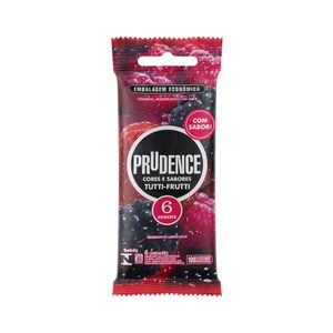 Preservativo Masculino Lubrificado Prudence Cores e Sabores Tutti-Frutti Pacote com 6 Unidades