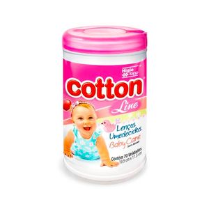 Lenço Umedecido Cotton Line Rosa Pacote com 70 Unidades