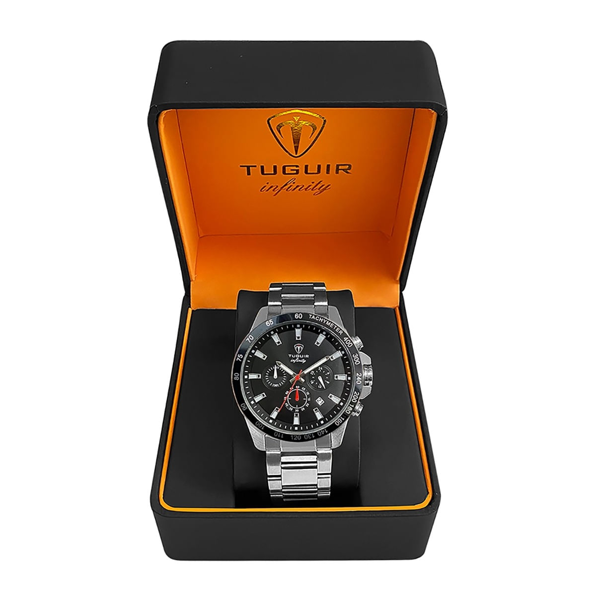 Relógio Tuguir Masculino Ref: 6116h Tgi37030 Cronógrafo Aço Prateado