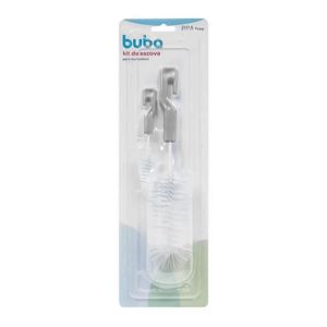 Kit de Escovas para Mamadeiras e Bicos Cinza Buba 15287