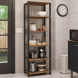 Armário Estante Multiuso Organizador 5 Prateleiras 59cm Rustic/Preto Madesa