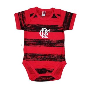 Body Bebê Flamengo Listras Manga Curta Oficial