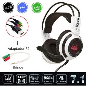 Fone de Ouvido Headset Gamer 7.1 USB P2 KP-400 com Microfone + Adaptador para PS4 XBOX PC Celular Notebook