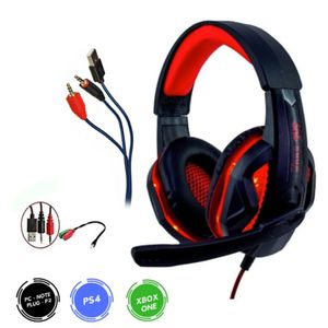 Fone de Ouvido Headset Gamer KNUP KP-396 + Adaptador para PS4 XBOX PC Celular Notebook Vermelho