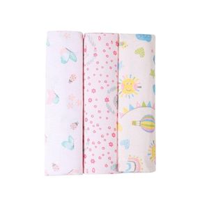 Cueiro Flanelado Estampado 80x50Cm Com 3 Pçs Rosa