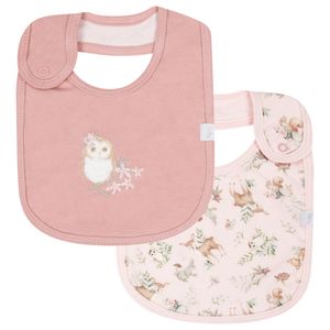 Kit Com 2 Babadores Bebê Floresta Rosa Menina - Hug