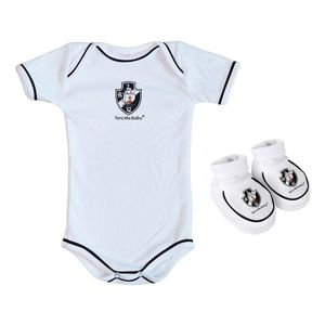 Body e Pantufa Vasco Branco Torcida Baby