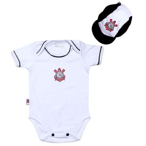 Conjunto Bebê Corinthians Com Body e Boné Oficial