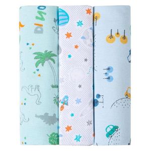 Kit Cueiro Flanelado 1,0m x 80cm Karinho Azul 3 Pçs Papi