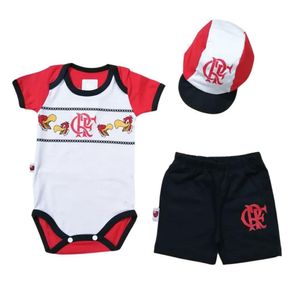 Conjunto Bebê Flamengo Body Shorts e Boné Oficial