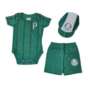 Uniforme Bebê Palmeiras Body Shorts e Boné Oficial