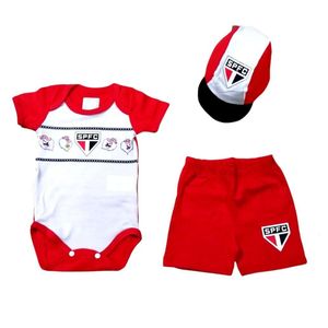 Conjunto Bebê São Paulo Body Shorts e Boné Oficial