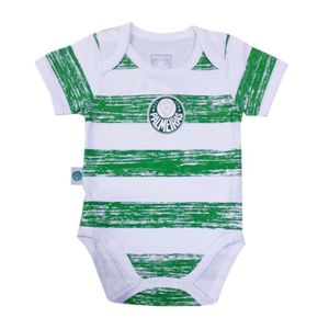 Body Bebê Palmeiras Listras Manga Curta Oficial