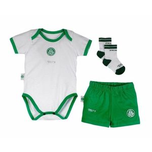 Kit Bebê Palmeiras Body Shorts e Meia Oficial