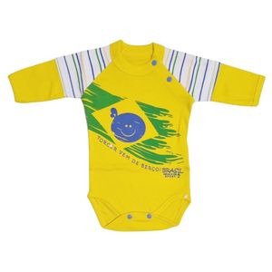 Body Bebê Brasil Manga Longa Amarelo