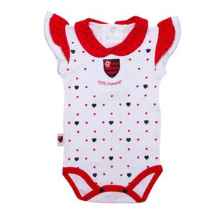 Body Flamengo Feminino Estampa de Corações Oficial