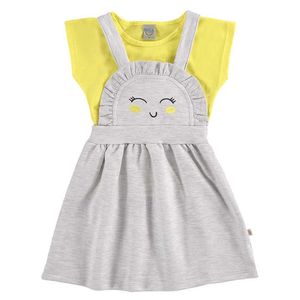 Conjunto Infantil Menina Gatinha Blusinha E Vestido Amarelo