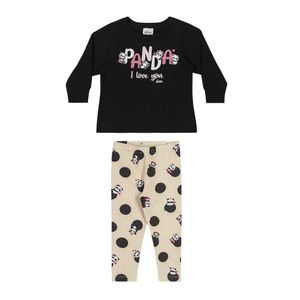 Conjunto Longo Peluciado Bebê Infantil Blusa E Calça Elian Preto