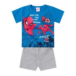 Conjunto Infantil Menino Camiseta Bermuda Brandili Homem Aranha