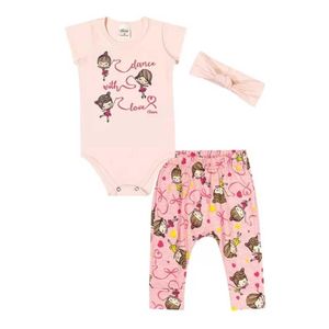 Conjunto Body Infantil Menina Dance Com Faixinha Elian