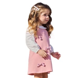 Vestido Infantil Cotton Jeans Tricoline Pérola Rosa Kukiê