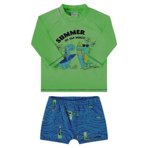 CONJUNTO PRAIA MENINO DINOSSAUROS VERDE LIFE MARLAN