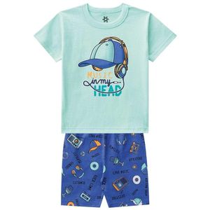 Pijama Infantil Menino Curto Estampa Brilha No Escuro Verde