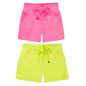 Kit 2 Shorts Infantil Menina Moletom Rosa Verde TMX