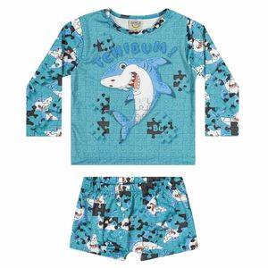 Conjunto Praia Infantil Tubarão UV50 Boca Grande