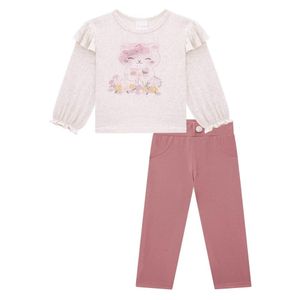 Conjunto Bata Elastic Calça Cotton Jeans Gatinha Kukiê