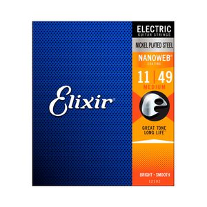 Encordoamento Elixir P/ Guitarra Nanoweb Medium 11/49 - EC0156