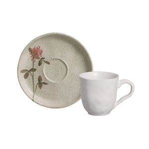 Conjunto com 6 Xícaras de Café com Pires Bio Stoneware Campestre 120ml