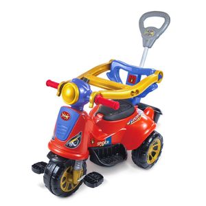 Triciclo Infantil Spider Passeios Garantidos com Pedal Haste de Empurrar e Porta Objetos Funcional