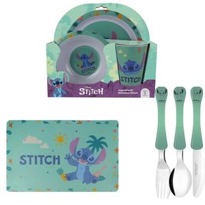 STITCH jogo americano  talheres pratos e copo verde