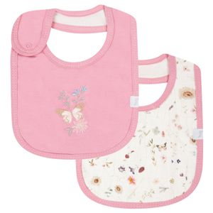 Kit Com 2 Babadores Bebê Blossom Rosa Menina - Hug