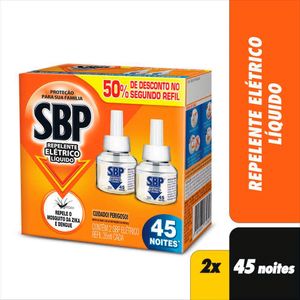 Repelente Elétrico Líquido SBP 45 Noites 50% Off 2ª Unidade 35ml