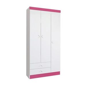 Guarda-Roupa Infantil Cairo 3 Portas Branco e Rosa - Atualle