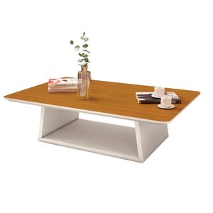 Mesa de Centro Holambra Retangular Off White e Cedro - EDN Móveis