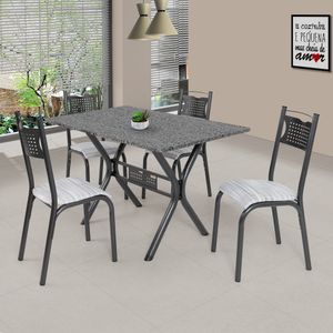 Conjunto de Mesa Poeme 4 Cadeiras Ciplafe Craqueado/Preto