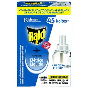 Repelente Elétrico Líquido Raid 45 Noites Refil de 32,9 ml