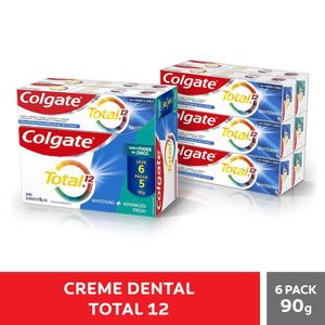 Creme Dental Para Branqueamento Colgate Total 12 Whitening & Advanced Fresh 90g Promo Leve 6 pague 5