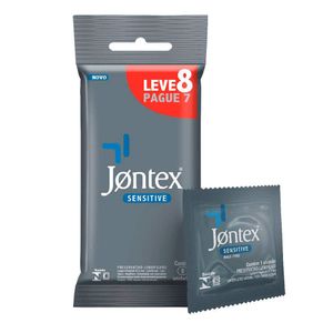 Preservativo Camisinha Jontex Sensitive Leve 8 Unidades Pague 7