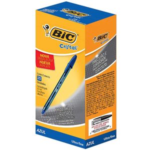 Caneta Esferográfica Cristal Ultra Fina Azul Bic 25x