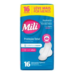 Absorvente Mili Suave com Abas Pacote com 16 Unidades