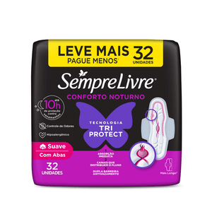 Absorvente Externo Sempre Livre Conforto Noturno Suave 32 unidades Leve Mais Pague Menos