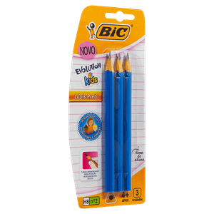 Lápis Preto HB nº 2 Kids Bic Evolution Pacote com 3 Unidades